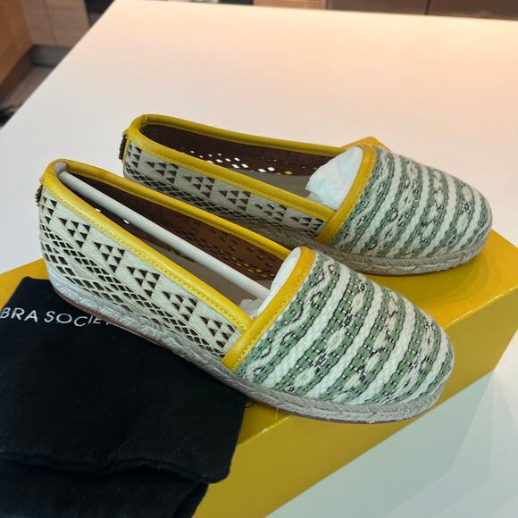 Cobra Society Handwoven Yellow & Grey Patterned Pull-On Shoes Size 39 - Picture 2 of 7